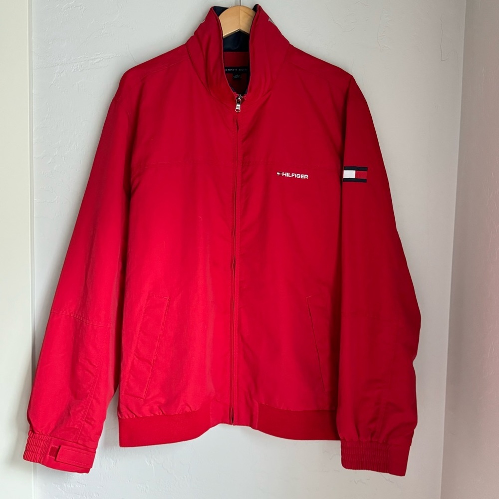 Tommy Hilfiger Mens Red Hilfiger Water Resistant Windbreaker Size XXL